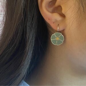 Agatha Silver Tone Enamel Flower Pierced Earrings